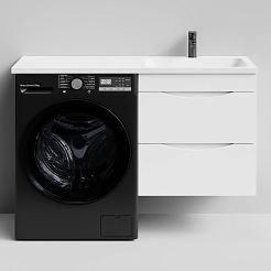 Водолей Тумба под раковину над стиральной машиной Смайл 58 R подвесная белая – фотография-1