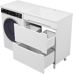 Misty Мебель для ванной Байкал 130 R под стиральную машину белая – фотография-6