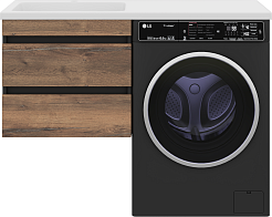 Misty Тумба с раковиной Коломбо 120 L подвесная под стиральную машину дуб галифакс/антрацит – фотография-1