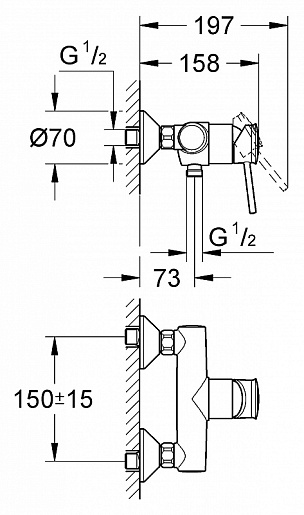 Grohe Смеситель "BauClassic 32867000" для душа – фотография-2