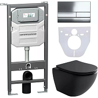 Ceramicanova Подвесной унитаз Metropol Rimless с шумоизоляционной панелью CN1000 с системой инсталляции Envision кнопка Flat хром