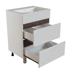 Mixline Тумба с раковиной Брикс 60 2 ящика белый/дуб вотан – фотография-2