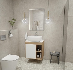 Teymi Тумба с раковиной Nura 70 дуб эврика/белый матовый T60528 раковина T50204 – фотография-2