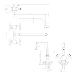 Rossinka Набор смесителей "2 в 1" SET02-50 для ванны, душа и раковины – фотография-2