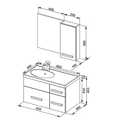 Aquanet Мебель для ванной  "Данте 90" 1 шкаф L (164817) – фотография-5