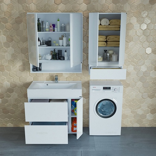 СанТа Тумба с раковиной Марс 80 напольная, дверка – фотография-3