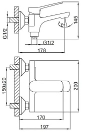 Frap Смеситель для ванны с душем H62 F3262-9 оружейная сталь – фотография-2