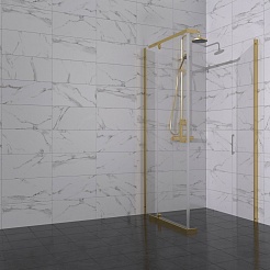 Triton Душевой уголок Терра-Голд 90x90 стекло прозрачное профиль золото – фотография-3