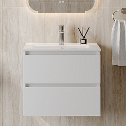 Teymi Тумба с раковиной Laina 60 подвесная белая матовая – фотография-2