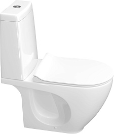 Керамин Унитаз-компакт Трино R безободковый с сиденьем дюропласт Slim с микролифтом – фотография-1