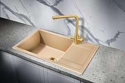 Milacio Мойка кухонная Navarra 78 Cuarzo бежевая – фотография-3