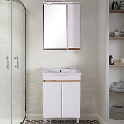 ASB-Mebel Мебель для ванной Марко 60 2.0 белая/дуб золотой – фотография-1