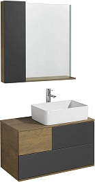 Акватон Мебель для ванной Терра 85 дуб кантри/антрацит с раковиной Mila – фотография-1