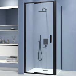 RGW Душевой уголок Stilvoll SV-145B (SV-05B + Z-050-2B) 100x110 профиль черный стекло прозрачное – фотография-1
