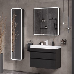 Equil Зеркальный шкаф Eltoro 80 чёрный софт – фотография-7