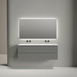 Sancos Тумба с раковиной Folk 140 ergraut soft раковина Grace 141 с двумя чашами CN7022wx – фотография-7