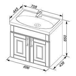 Aquanet Тумба с раковиной "Рондо 70" черный антик (дверцы) – фотография-3