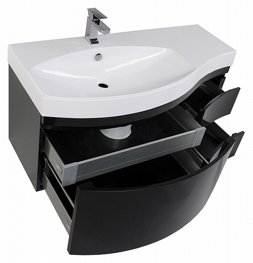 Aquanet Тумба с раковиной Опера 1-115 L с ящиком черная (169658) – картинка-5