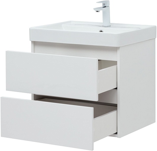 Aquanet Тумба с раковиной Вега 60 подвесная белая глянцевая – фотография-8