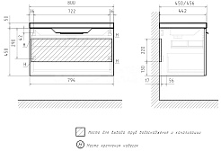 Equil Тумба под раковину Mirage 80 1 ящик подвесная графит софт – фотография-5