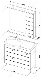 Aquanet Тумба с раковиной "Сити 90" L венге (177500) – фотография-3