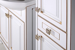 ASB-Woodline Пенал для ванной Верона белый патина, золото, массив ясеня – фотография-3