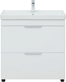 Aquanet Тумба с раковиной Ирис New 80 белая глянцевая – фотография-4