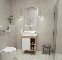 Teymi Тумба с раковиной Nura 60 дуб эврика/белый матовый T60527 раковина T50002 – фотография-2