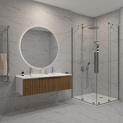 Зов Тумба с раковиной Кито 120 подвесная белая/тростник – фотография-2