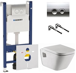 Roca Комплект: инсталляция Geberit Duofix Delta 3 в 1 с кнопкой хром + унитаз Roca Gap с микролифтом + шумоизоляция – фотография-1