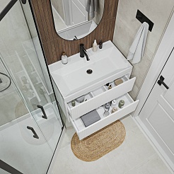 Vivon Тумба с раковиной Kristi 80 подвесная белая матовая рифленая – фотография-7