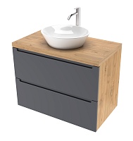 Зов Тумба под раковину Дион 80 подвесная под столешницу матовый графит/дуб