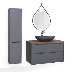 Jorno Тумба с раковиной Wood 100 серая столешница тёмная – фотография-3