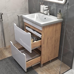 Vigo Мебель для ванной Grani 600-0-2 белая/дуб золотой – фотография-4