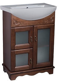 Bas Мебель для ванной Варна 65 орех, вставки стекло – фотография-3