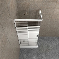 Triton Душевой уголок Фьюжн 120x80 А Полосы стекло с рисунком профиль белый – фотография-3