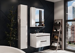 Акватон Тумба с раковиной Рене 80 белая/грецкий орех – фотография-14