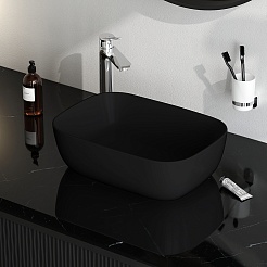 Am.Pm Мебельная накладная раковина Func 45 черная матовая – фотография-2