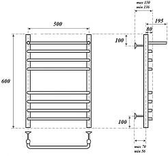 Point Полотенцесушитель электрический П7 500x600 PN09156SPE с полкой хром – фотография-4