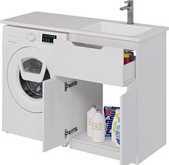 Dreja Мебель для ванной Vega 120 R под стиральную машину белая – фотография-16