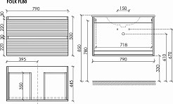 Sancos Тумба с раковиной Folk 160 bianco раковина Grace 161 с двумя чашами CN7023wx – фотография-4