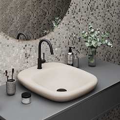 Ambassador Раковина накладная Diamand 54 бежевая матовая – фотография-5