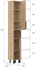 Onika Пенал для ванной Легран 30 дуб галифакс  – фотография-7