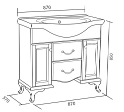 Bas Тумба с раковиной Берта 85, орех, вставки стекло – фотография-3