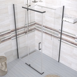 Triton Душевой уголок Терра-Графит 120x90 стекло прозрачное профиль графит – фотография-4