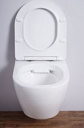 Esbano Унитаз Azalea подвесной безободковый белый – фотография-8