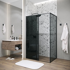 Grossman Боковая стенка Galaxy 70x195 профиль черный матовый стекло тонированное – фотография-6