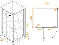 RGW Душевой уголок Stilvoll SV-040Gr 100x90 профиль серый стекло матовое сатинат – фотография-7