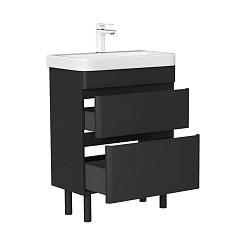 Equil Тумба под раковину Eltoro 70 2 ящика напольная черный софт – фотография-2