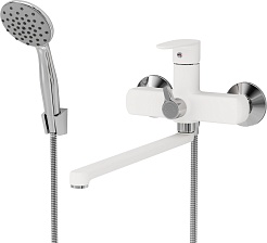 Aringa Смеситель для ванны и душа Рейн AR02002WH универсальный белый/хром – фотография-1